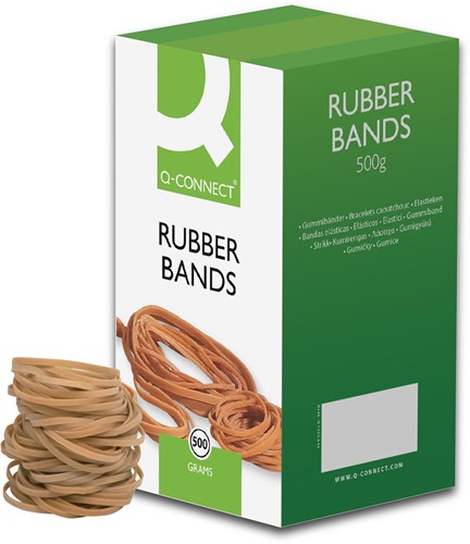 Q-CONNECT élastiques, largeur 3 mm, longueur 80 mm, no 32, boîte de 500 g