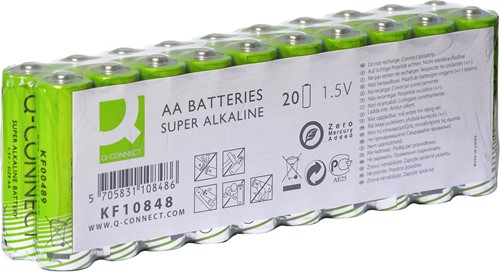 Q-CONNECT pile, alcaline, AA, paquet de 20 pièces