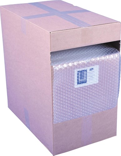 Q-CONNECT film à bulles, en boîte distributrice, 28,5 cm x 50 m, transparents