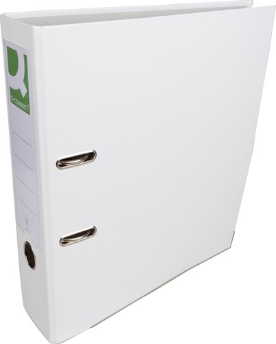 Q-CONNECT classeur, pour ft A4, en carton recouvert de PP, avec bord de protection, dos de 8 cm, blanc