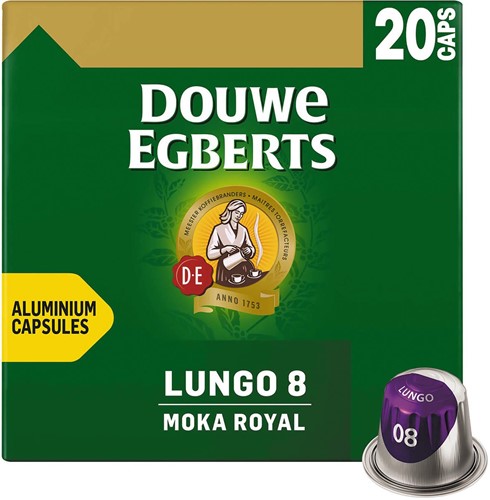 Douwe Egberts Lungo Moka capsules de café, paquet de 20 pièces