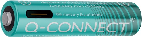 Q-CONNECT USB-C herlaadbare batterijen AAA, blister van 4 stuks