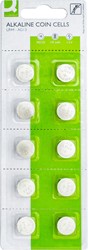 Q-CONNECT knoopcel, alkaline, LR44, blister van 10 stuks