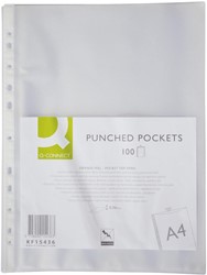 Q-CONNECT pochette perforée, perforation 11 trous, grainé, 60 microns, paquet de 100 pièces