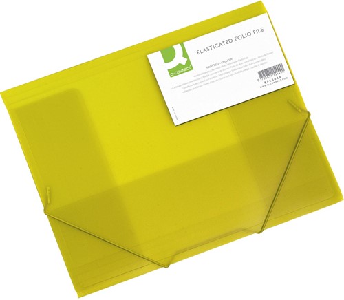 Q-CONNECT farde à rabats, A4, 3 rabats et élastiques, PP transparent, jaune