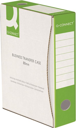 Q-CONNECT boîte à archive, A4, dos 8 cm, en carton de 400 g/m², blanc-vert