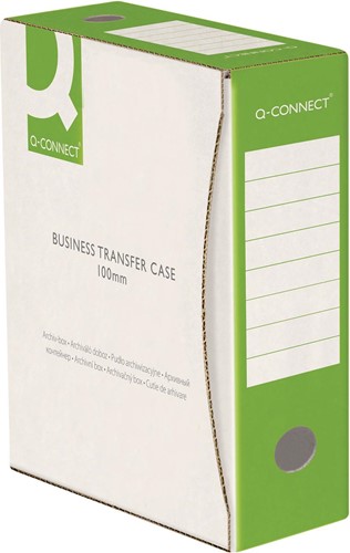 Q-CONNECT boîte à archive, A4, dos 10 cm, en carton de 400 g/m², blanc-vert
