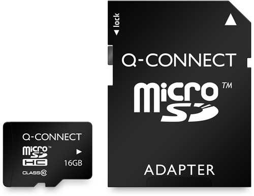 Q-CONNECT micro SD carte mémoire, avec adpatateur SD, 16 Go