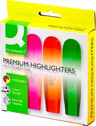 Q-CONNECT Premium surligneur, couleurs assorties, paquet de 4 pièces