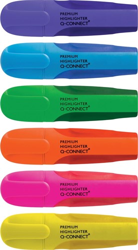 Q-CONNECT Premium markeerstift, geassorteerde kleuren, pak van 6 stuks