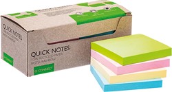 Q-CONNECT Quick Notes Recycles pastel, ft 76 x 76 mm, boîte de 12 pièces en couleurs assorties