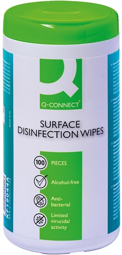 Q-CONNECT lingettes pour les surfaces désinfectantes de 100 lingettes