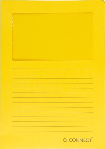 Q-CONNECT pochette coin à fenêtre, 120 g/m², A4, paquet de 100 pièces, jaune