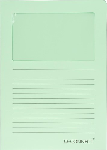 Q-CONNECT L-map met venster, 120 g/m², A4, pak van 100 stuks, lichtgroen