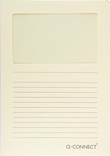 Q-CONNECT L-map met venster, 120 g/m², A4, pak van 100 stuks, lichtgeel
