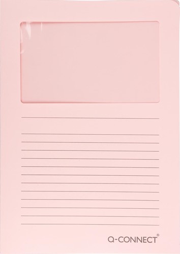 Q-CONNECT pochette coin à fenêtre, 120 g/m², A4, paquet de 100 pièces, rose clair