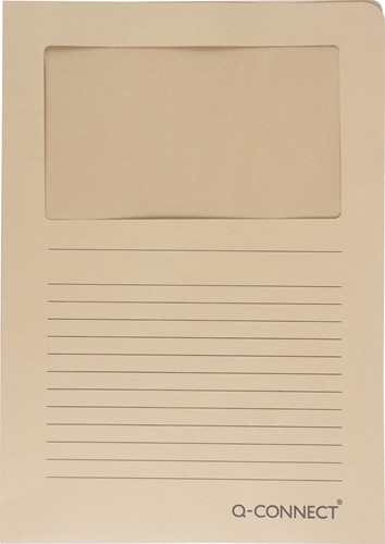 Q-CONNECT L-map met venster, 120 g/m², A4, pak van 100 stuks, kraft