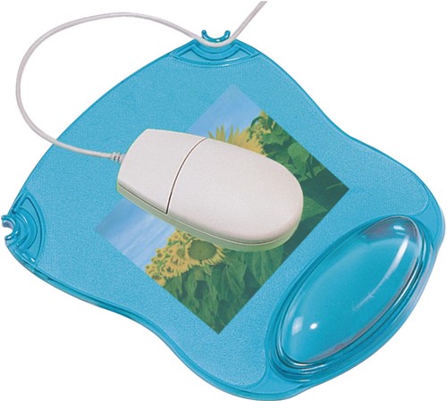 Q-CONNECT muismat, gel,  met polssteun, blauw