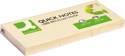 Q-CONNECT Quick Notes Recycled, ft 38 x 51 mm, 100 feuilles, paquet de 3 blocs, jaune
