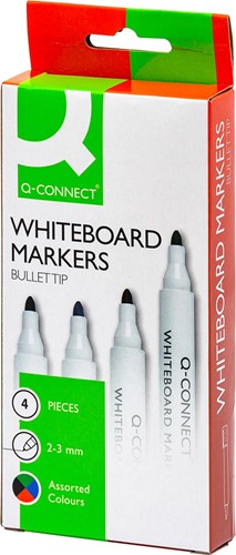 Q-CONNECT marqueur pour tableaux blancs, en couleurs assorties, boîte de 4 pièces-2