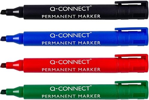 Q-CONNECT marqueur permanent, 2-5 mm, pointe biseautée, couleurs assorties, étui de 4 pièces-2