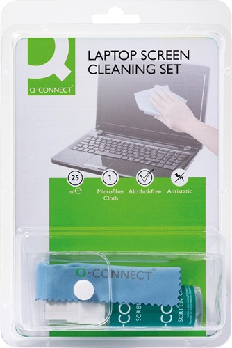Q-CONNECT liquide de nettoyage, pour écran et clavier, avec lingette, 25 ml
