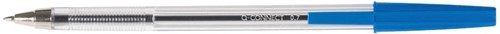 Q-CONNECT stylo bille, avec capuchon, 0,7 mm, pointe moyenne, bleu