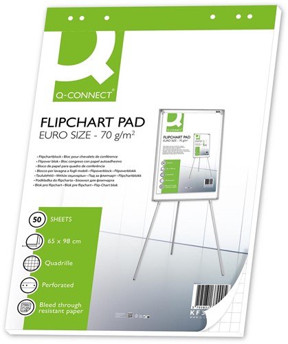 Q-CONNECT papier pour cheval de conférence, ft 65 x 98 cm, 70 g/m², quadrillé, 50 feuilles