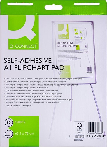 Q-CONNECT papier pour cheval de conférence, autocollant, ft 63,5 x 78 cm, 30 feuilles