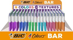 933948:Bic 4 Colours Fluo, stylo bille, 0,32 mm, 3 couleurs classiques et  un surligneur jaune fluo
