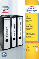 Avery Zweckform L4759-25 ordnerrugetiketten ft 29,7 x 6,1 cm (b x h), 75 etiketten, wit 25 Vel