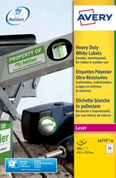 Avery ultra-sterke witte etiketten ft 63,5 x 33,9 mm (b x h), 480 stuks, 24 per blad 20 Vel