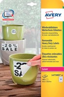 Avery afneembare weerbestendige etiketten Ft 63,5 x 33,9 mm (b x h), wit, doos van 480 etiketten 20 Vel