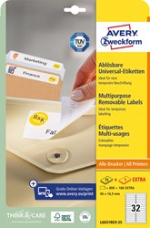 Avery afneembare witte etiketten Stick & Lift 25 Vel