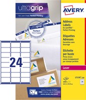 Avery L7159, Etiquettes adresses, Laser, Ultragrip, blanches, 250 pages, 24 per page, 63,5 x 33,9 mm 250 Vel-2