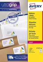 Avery L7159, Etiquettes adresses, Laser, Ultragrip, blanches, 250 pages, 24 per page, 63,5 x 33,9 mm 250 Vel