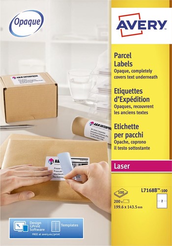 Avery L7168B-100 BlockOut étiquettes autocollantes QuickPeel, ft 199,6 x 143,5 mm (l x h), 200 étiquettes