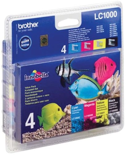 Brother inktcartridge, 400 pagina's, OEM LC-1000VALBP, 4 kleuren 4 Stuk
