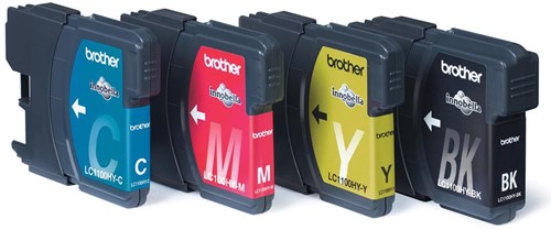 Brother inktcartridge, 750 - 900 pagina's, OEM LC-1100HYVALBP, 4 kleuren 4 Stuk