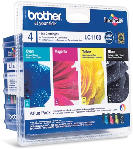 Brother inktcartridge, 325 pagina's, OEM LC-1100VALBP, 4 kleuren 4 Stuk