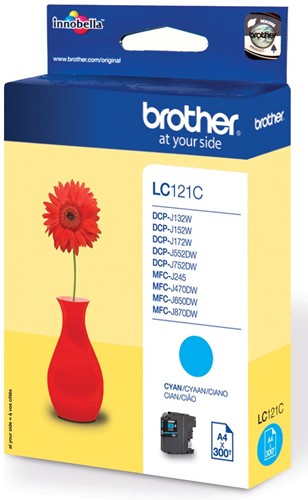 Brother inktcartridge, 300 pagina's, OEM LC-121C, cyaan 1 Stuk