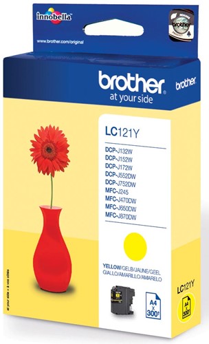Brother inktcartridge, 300 pagina's, OEM LC-121Y, geel 1 Stuk