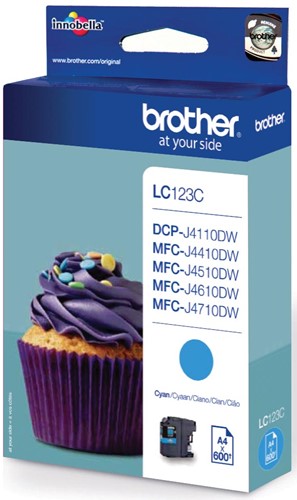 Brother inktcartridge, 600 pagina's, OEM LC-123C, cyaan 1 Stuk