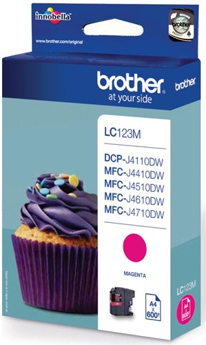 Brother inktcartridge, 600 pagina's, OEM LC-123M, magenta 1 Stuk