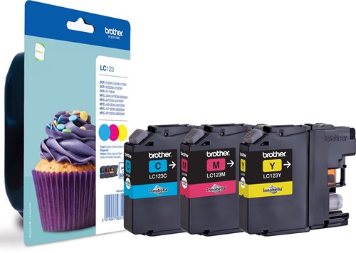 Brother inktcartridge, 600 pagina's, OEM LC-123RBWBP, 3 kleuren 3 Stuk