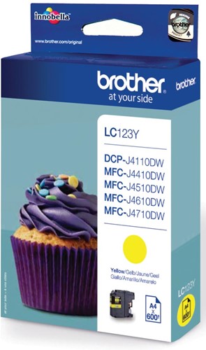 Brother inktcartridge, 600 pagina's, OEM LC-123Y, geel 1 Stuk