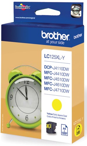 Brother inktcartridge, 1.200 pagina's, OEM LC-125XLY, geel 1 Stuk