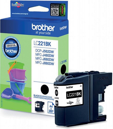 Brother cartouche d'encre, 260 pages, OEM LC-221BKBP, noir