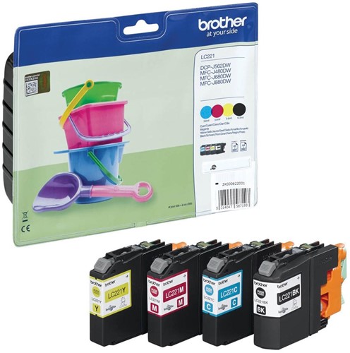 Brother inktcartridge, 260 pagina's, OEM LC-221VALBP, 4 kleuren 4 Stuk