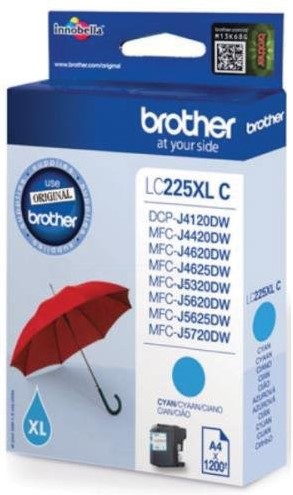 Brother inktcartridge, 1.200 pagina's, OEM LC-225XLC, cyaan 1 Stuk